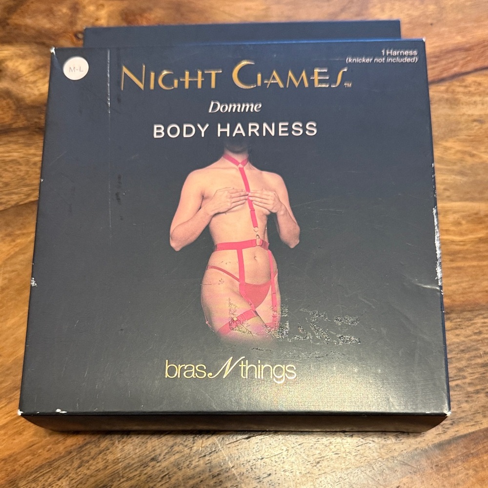 NWT NIB Night Games Bras N Things Red Body Harness Medium / Large